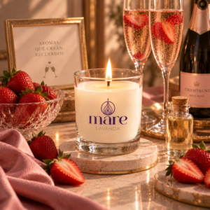Copas de fresas con champán Mare Lavanda