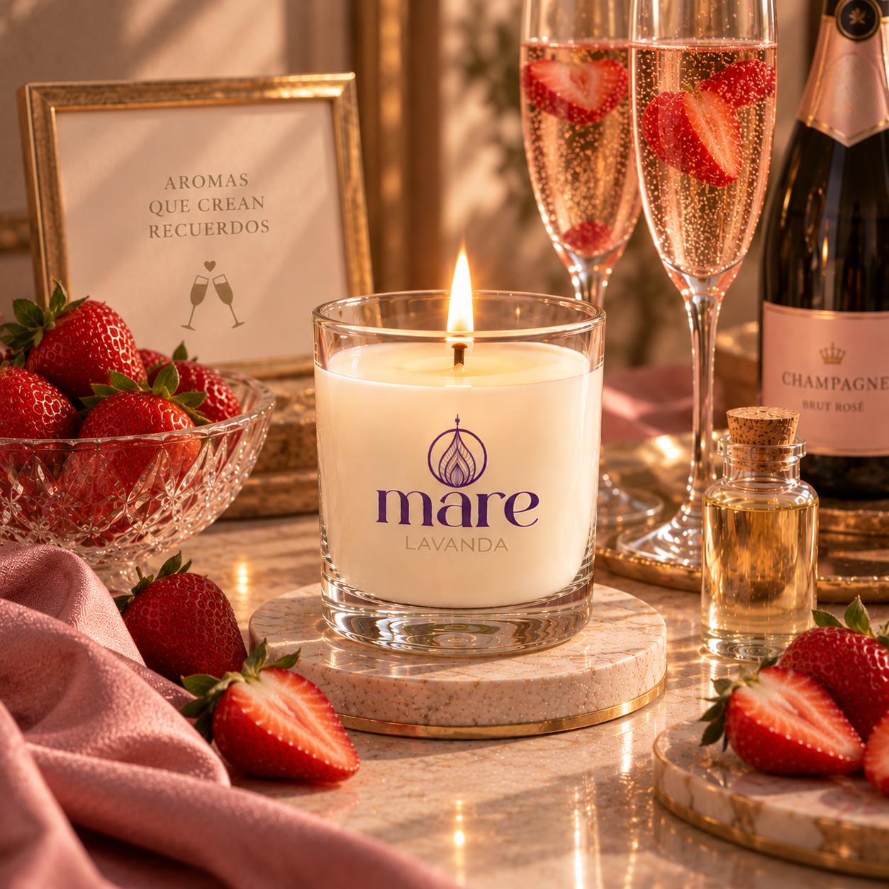 Copas de fresas con champán Mare Lavanda