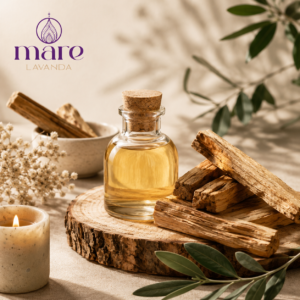 Fragancia Palo Santo para elaborar velas aromáticas, jabones artesanales, difusores y room sprays de Mare Lavanda.