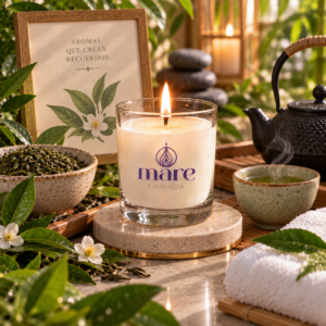 Fragancia Té Verde Mare Lavanda para velas, jabones, difusores y aromatizantes de aroma fresco, verde, herbal y relajante.
