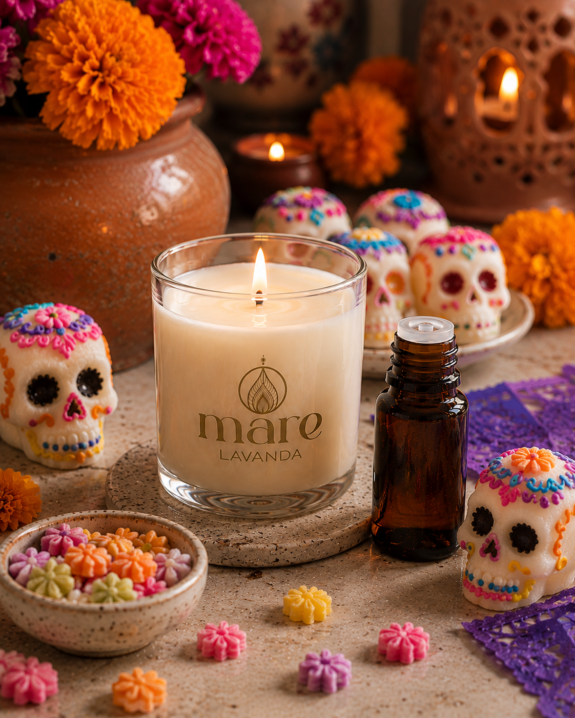 Fragancia Calaverita de Azúcar Mare Lavanda para velas, jabones, difusores y aromatizantes gourmand.