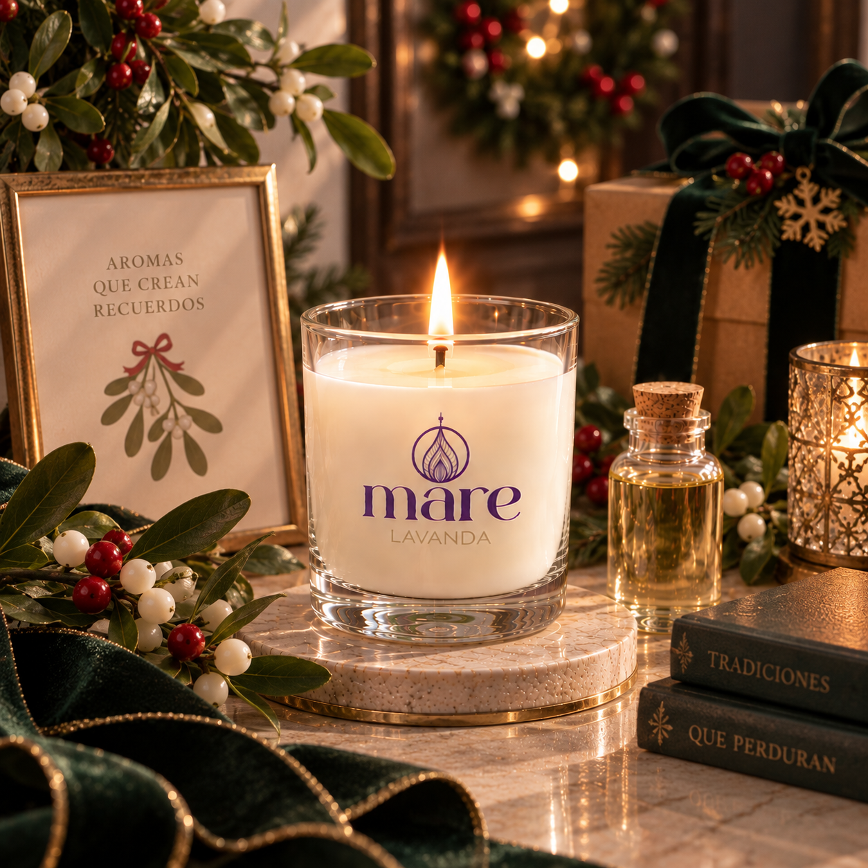 Fragancia Muérdago Mare Lavanda para velas, jabones, difusores y aromatizantes frescos y navideños.