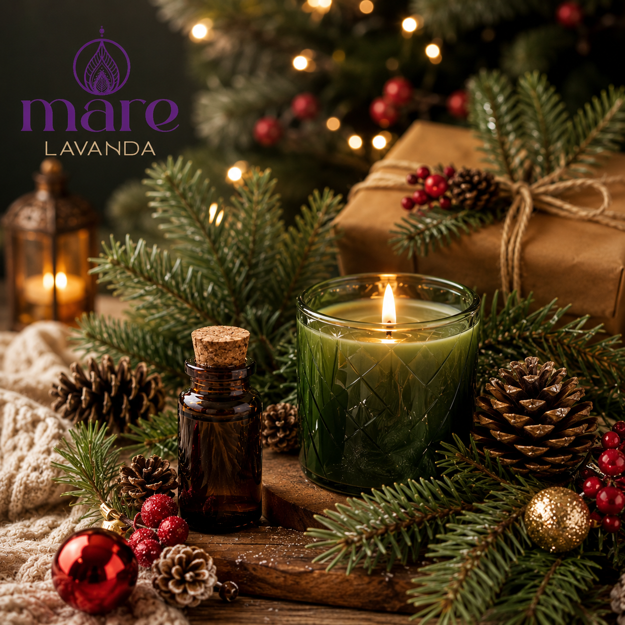 Fragancia Pino Navideño Mare Lavanda para velas, jabones, difusores y aromatizantes de temporada.
