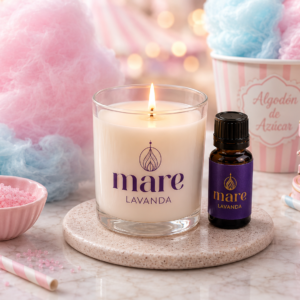 Fragancia Algodón de Azúcar Mare Lavanda para velas, jabones, difusores y aromatizantes de aroma dulce y gourmand.