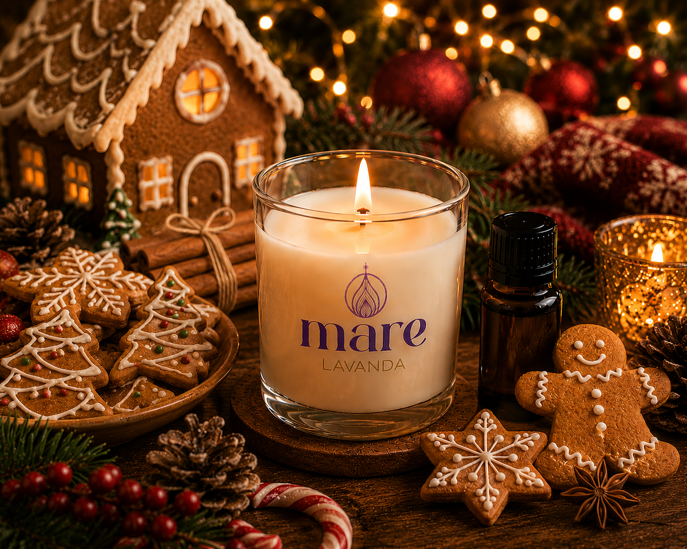 Fragancia Galleta de Jengibre Mare Lavanda para velas, jabones, difusores y aromatizantes gourmand de Navidad.