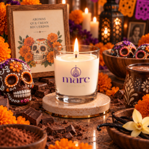Fragancia Calaverita de Chocolate Mare Lavanda para velas, jabones, difusores y aromatizantes de aroma gourmand, dulce, cremoso y cálido.