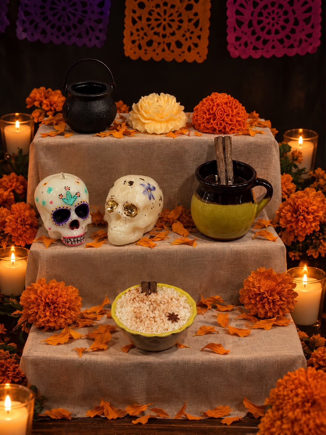 Velas de altar de dia de muertos
